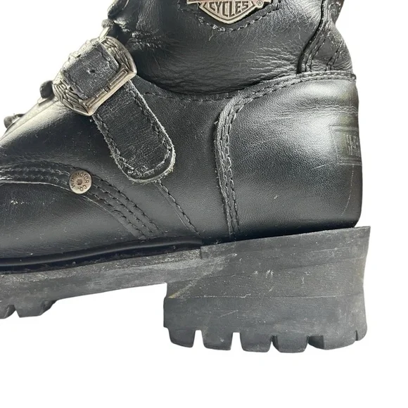 Harley Davidson Black Leather Moto Biker Boots - Picture 7 of 14